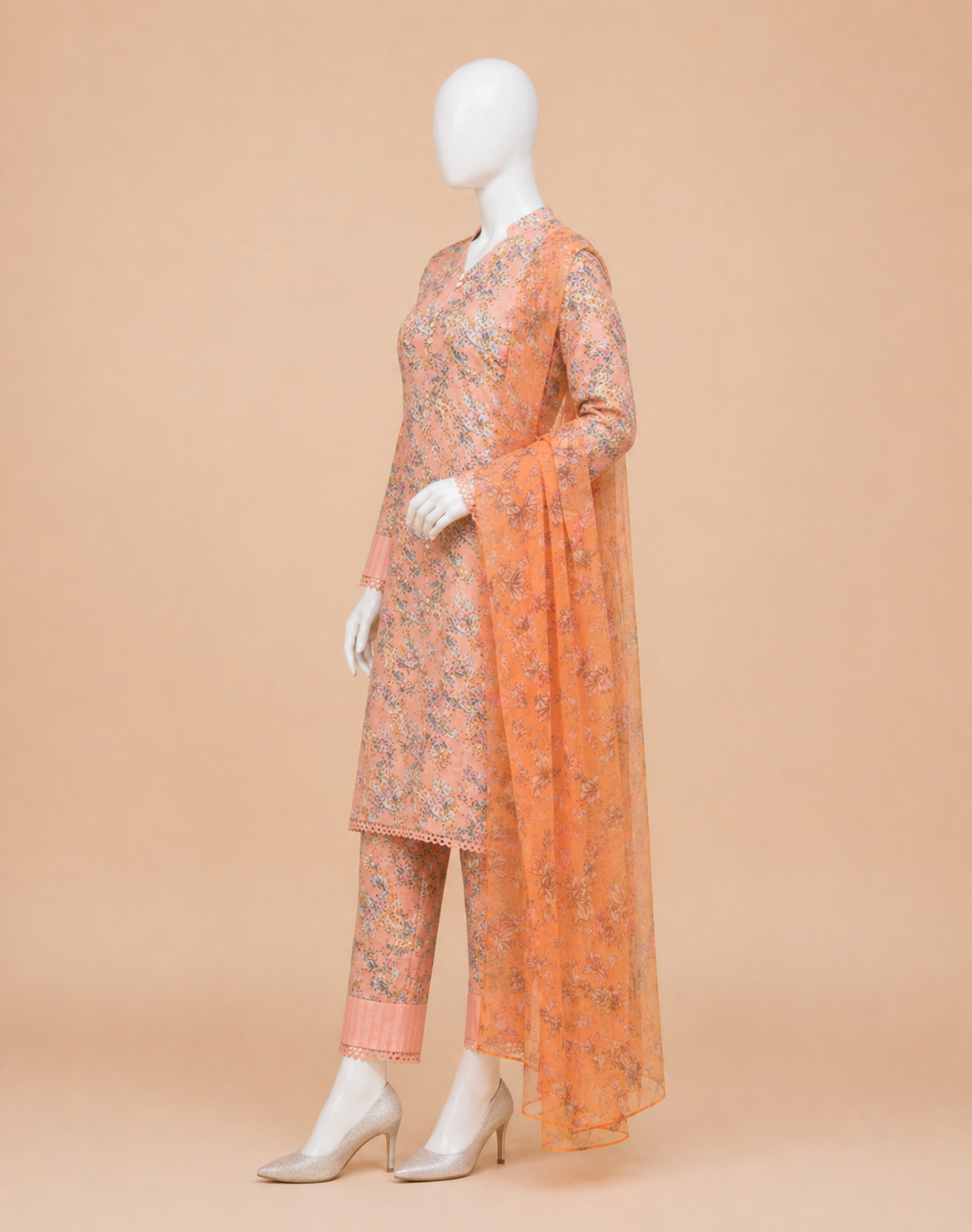 AC-03 Peach Printed Airjet Viscous Silk 3pc Wt