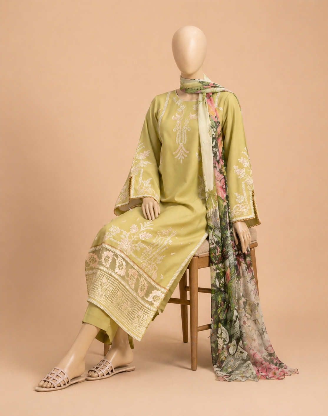 Inara Embroidered Dhanak 3PC D-07