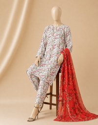 AC-02 White Printed Airjet Viscous Silk 3PC