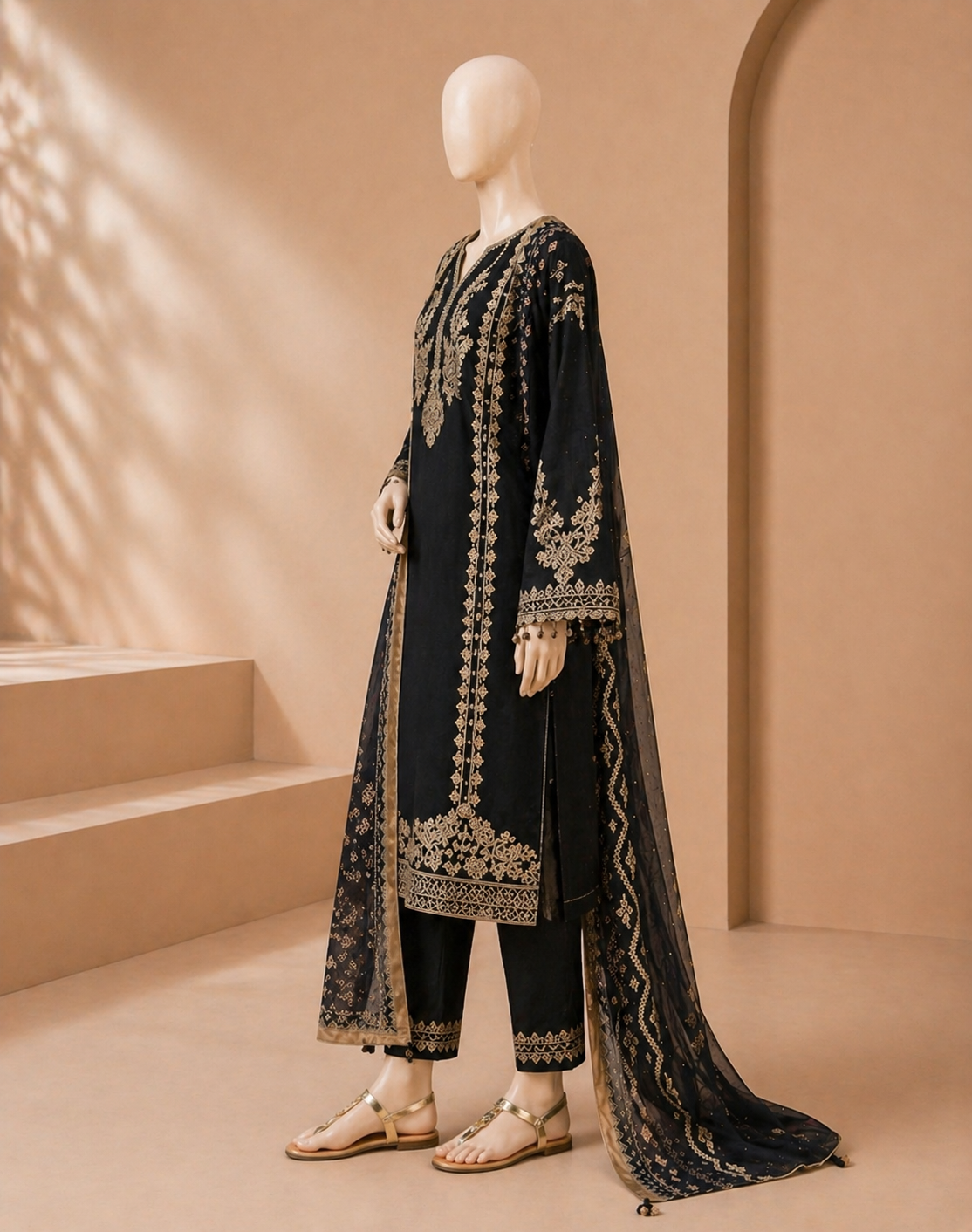 Izel Embroidered Dhanak 3PC D-91