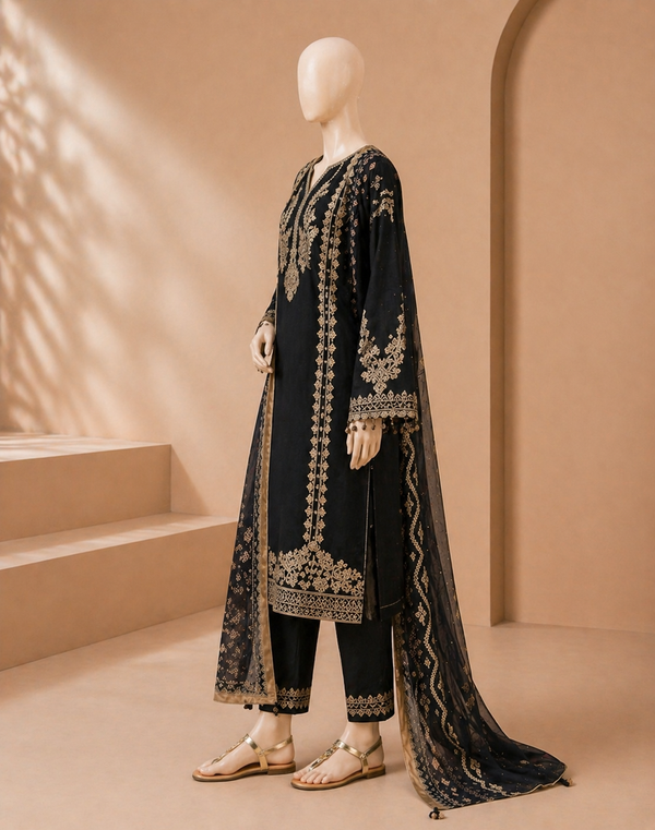 Izel Embroidered Dhanak 3PC D-91