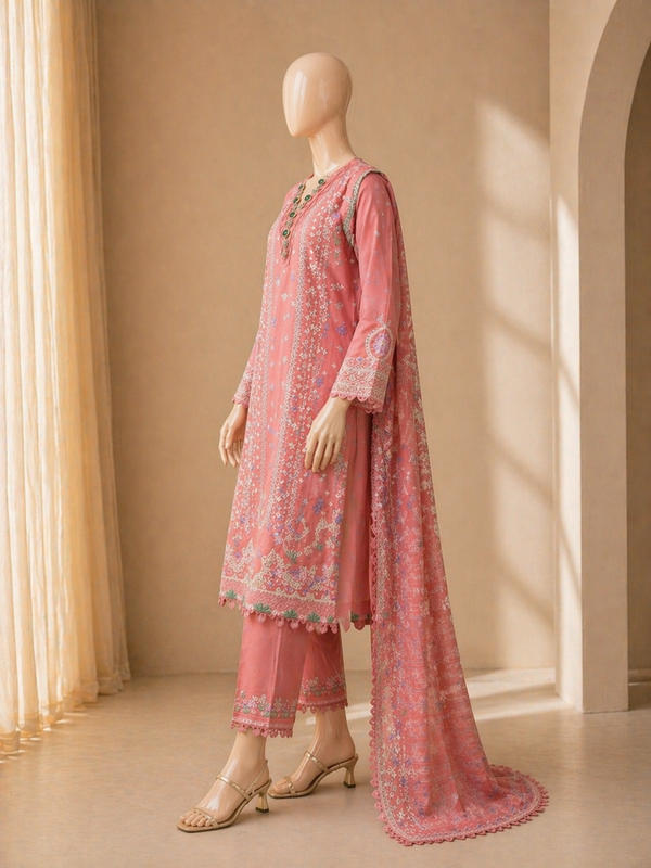 Qalamkar Embroidered lawn Three Piece D-269