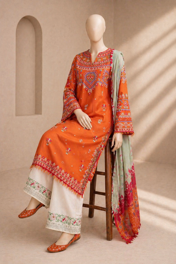 Crossstitch Embroidered lawn 3PC CS-13