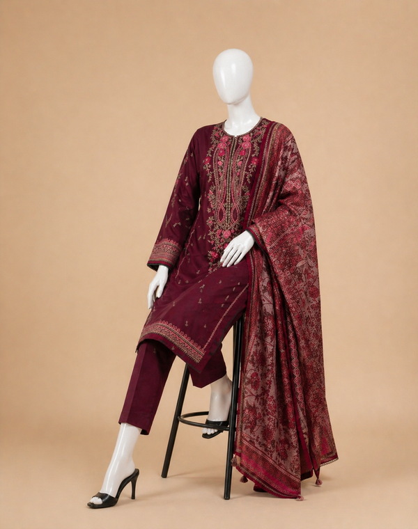 Sapphire Coco-97 Embroidered Dhanak 3PC