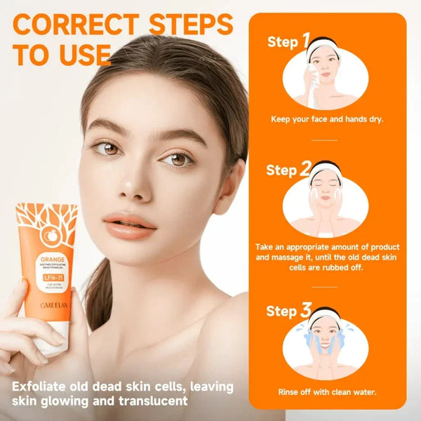 Orange Whitening Exfoliating Brightening Gel – Deep Cleansing & Skin Brightening Face Scrub
